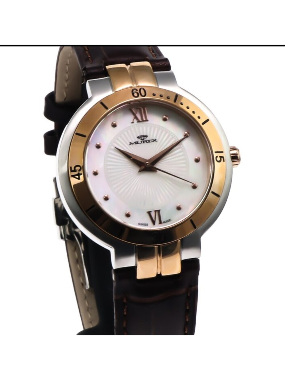 Murex Swiss Watch 37mm PVD Rose Gold Stainless Steel Quartz 5ATM MUL502-SRL-7